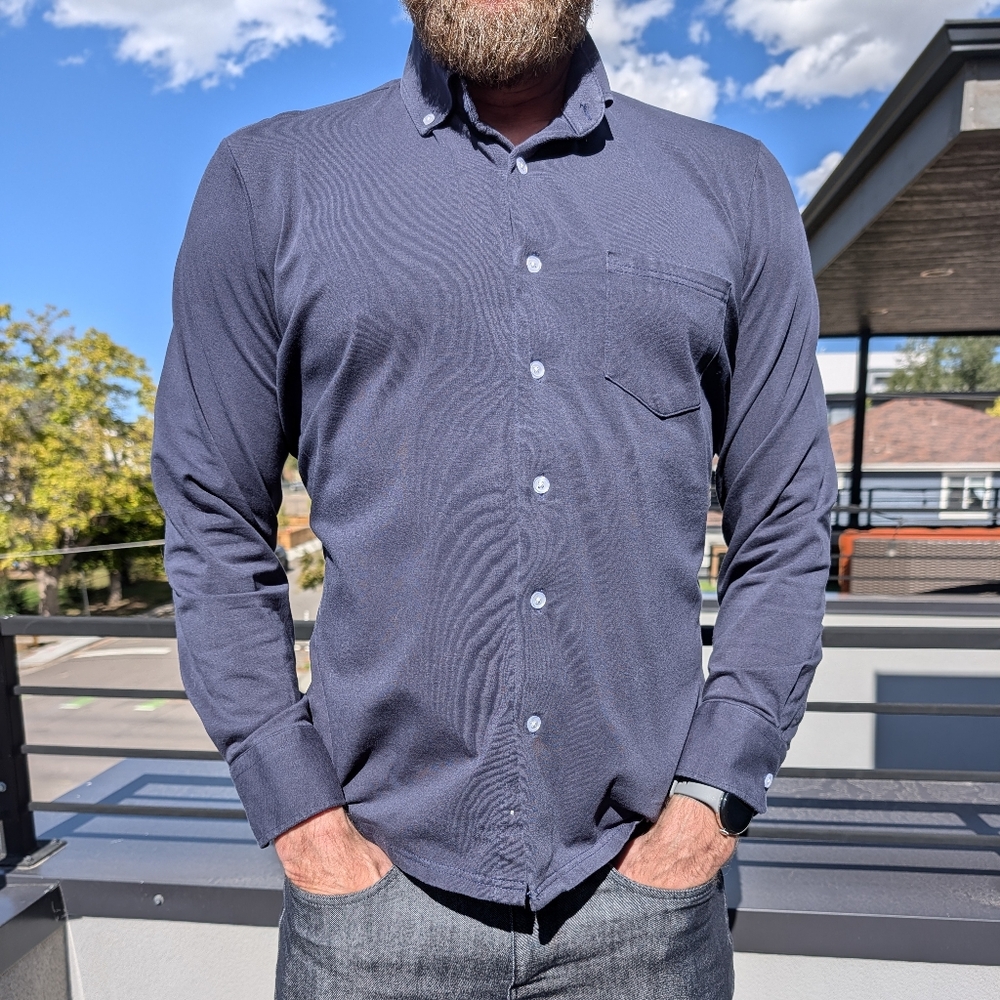 Stylish Navy Button-Down Shirt for Men